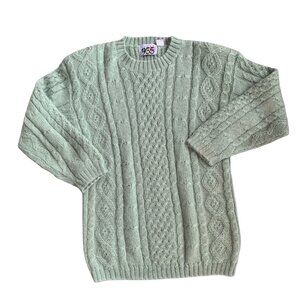 Vintage Pastel Seafoam Green Mohair Chunky Grandmacore Sweater S